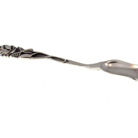 Solid 925 Sterling Silver Viking Rose Bush Salt Spoon Celtic Herb Server Shovel - Picture 9 of 9